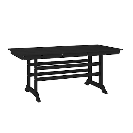Flash Furniture Abraham Indoor/Outdoor 72-in Rectangle Recycled HDPE Adirondack Dining Table for 6 in Black LE-HMP-158-01-BLK-GG